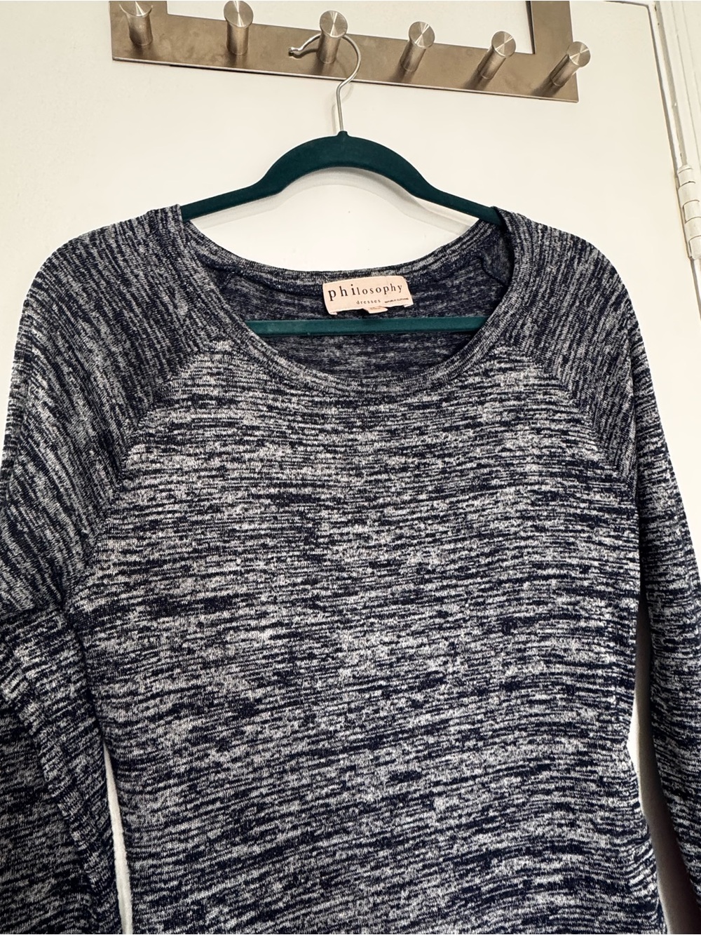 Philosophy Navy & White Marled Crew Neck Sweater